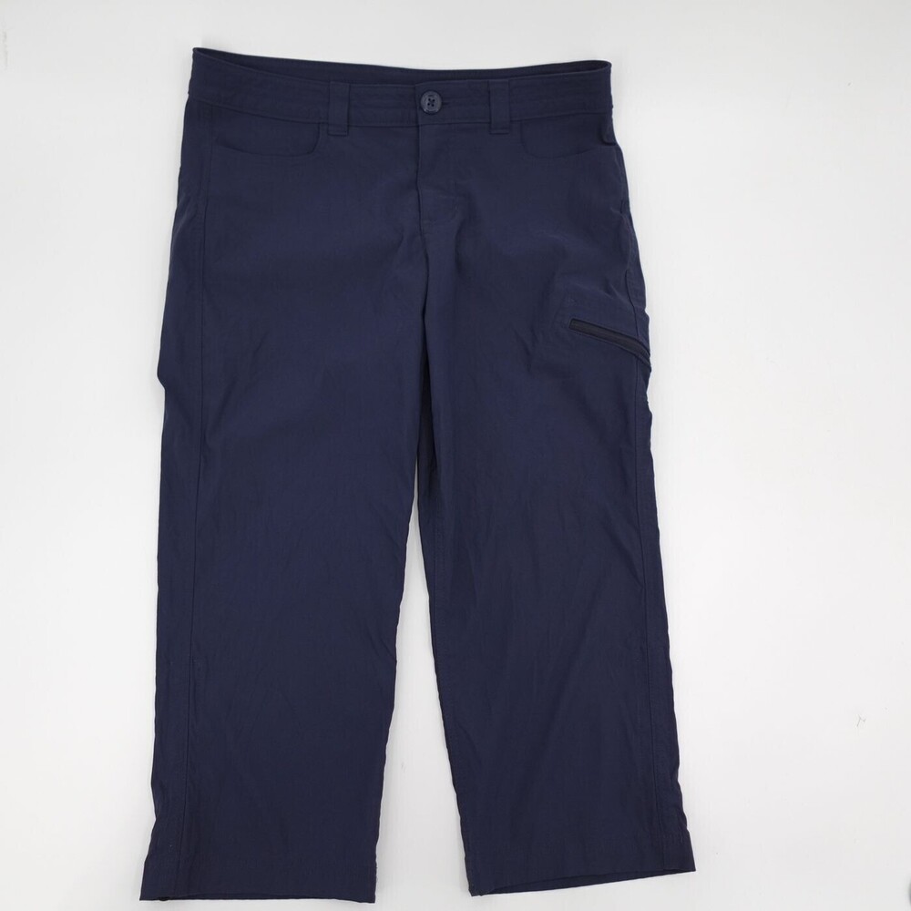 Eddie Bauer Pants Womens 8 Navy Cropped Outdoor Hiking Stretch Nylon Capri